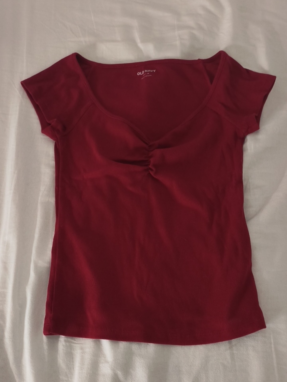 Old Navy Deep Red Short Sleeve Scoop-Neck Tee